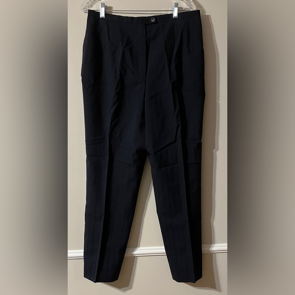 Harve Benard  Navy on Navy Fully Lined Wool Blend Dress Pants Size 14